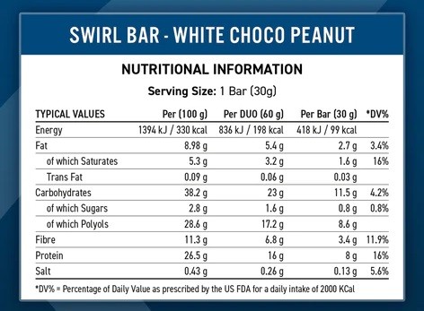 White Choco Peanut Nutritionals