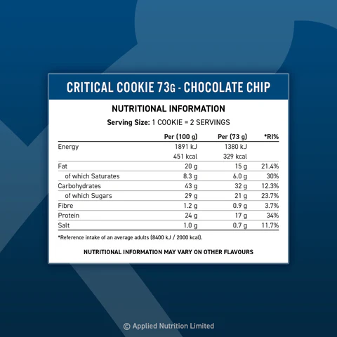 Critical Coookie 73g Nutritionals
